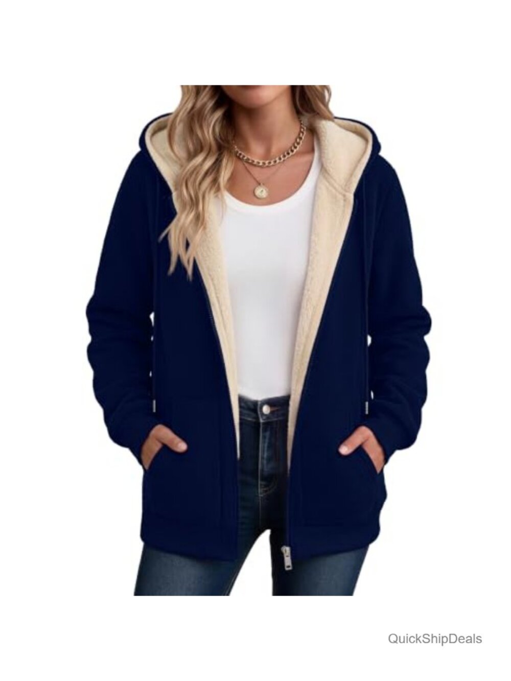 Women's Sherpa Lined Fleece Zip Up Hoodie Winter Warm Jacket Coat